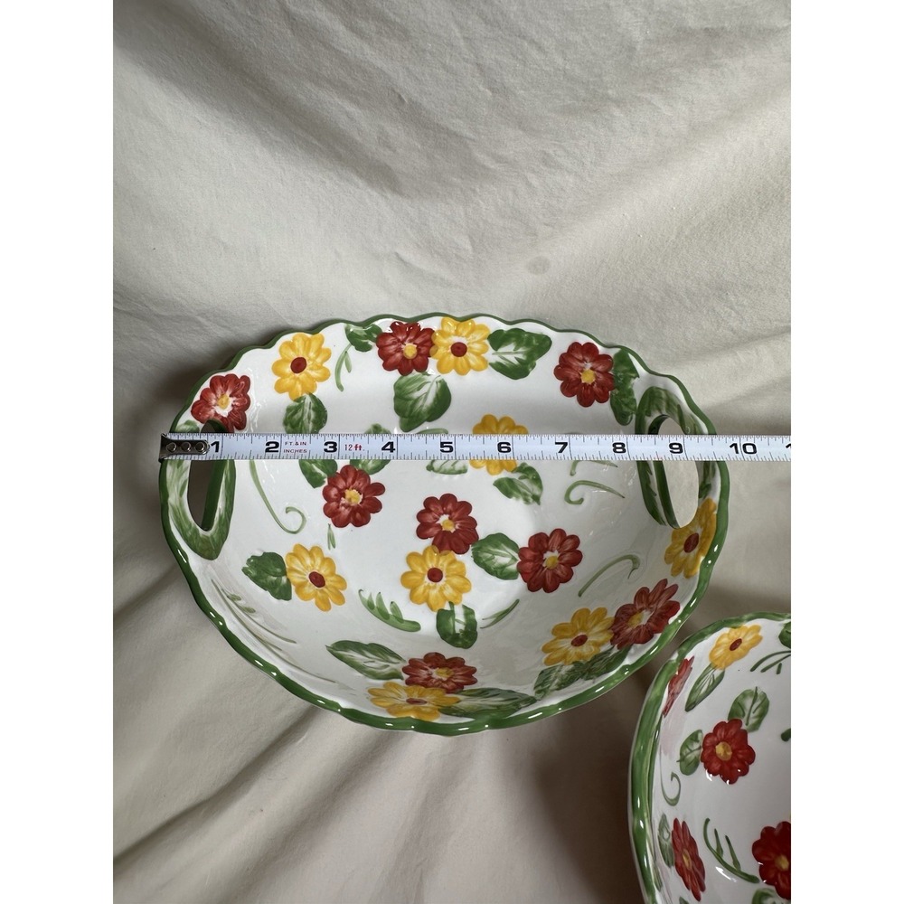 Temp-tations by Tara Floral Embroidery‎ Handled Nesting Serving Bowls Set of 2 - Picture 6 of 10